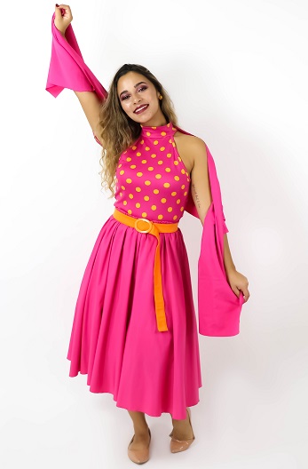 50s Conjunto pink bola laranja